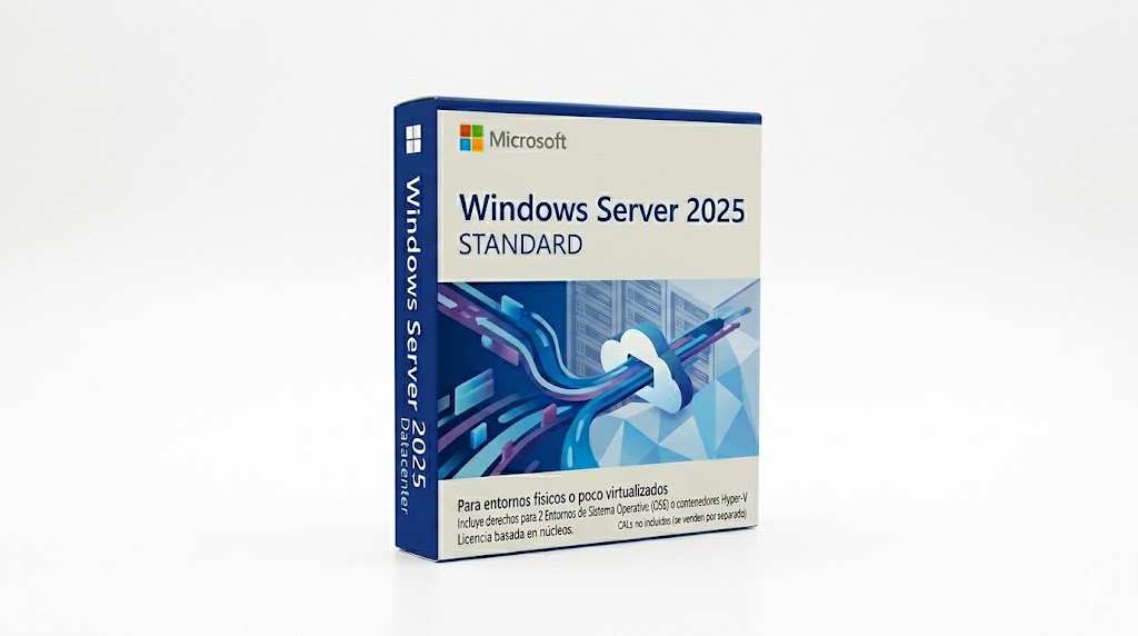 LICENCIA DIGITAL WINDOWS SERVER 2025 STANDARD PARA 1PC OEM (PERMANENTE)